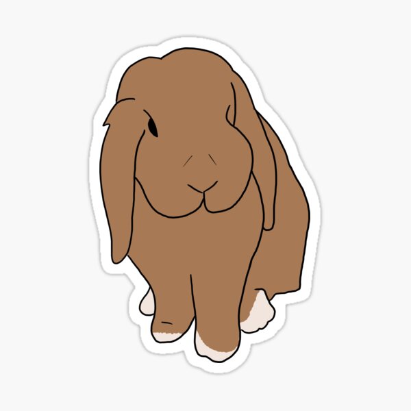 Brown Lop-Eared Rabbit Drawing Sticker