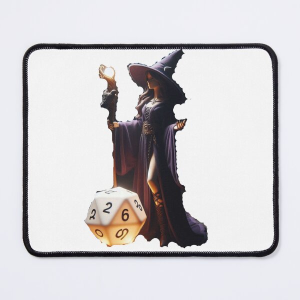 Item preview, Fantasy Wizard Artwork | Dungeons & Dragons Style Female Mage with Glowing Staff and D20 Dice designed and sold by martinspixs.