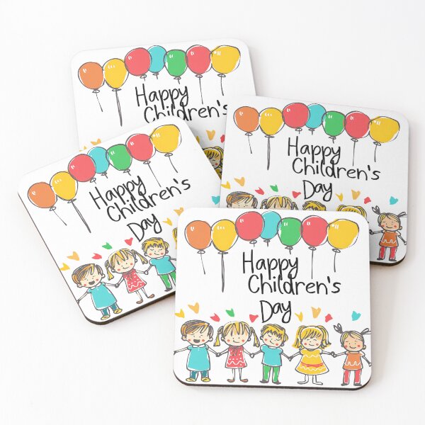 Item preview, Happy Kids Holding Hands with Balloons – Cute Cartoon Illustration designed and sold by OpulentOrigins.