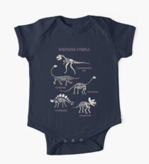 Dinosaur Fossils - cream on brown - Fun graphic pattern by Cecca Designs One Piece - Short Sleeve