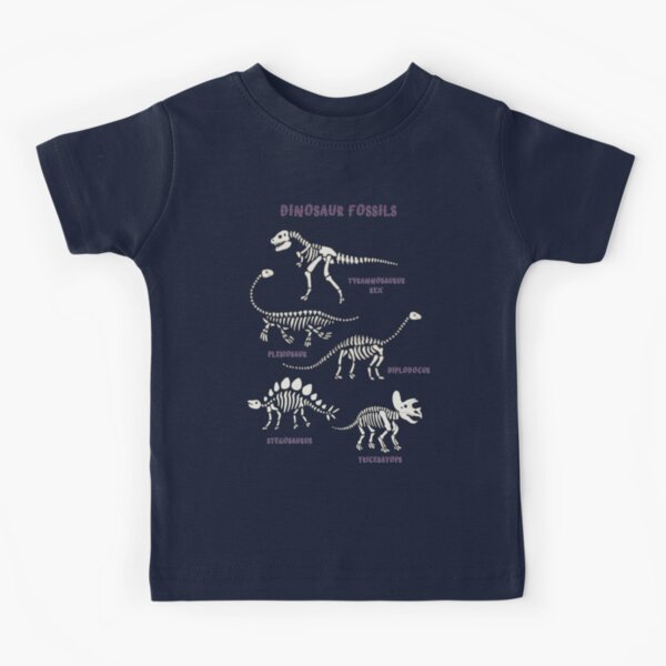 Dinosaur Fossils - cream on brown - Fun graphic pattern by Cecca Designs Kids T-Shirt