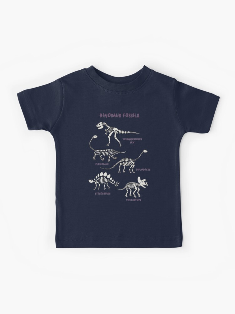 Kids T-Shirt, Dinosaur Fossils - cream on brown - Fun graphic pattern by Cecca Designs designed and sold by Cecca-Designs