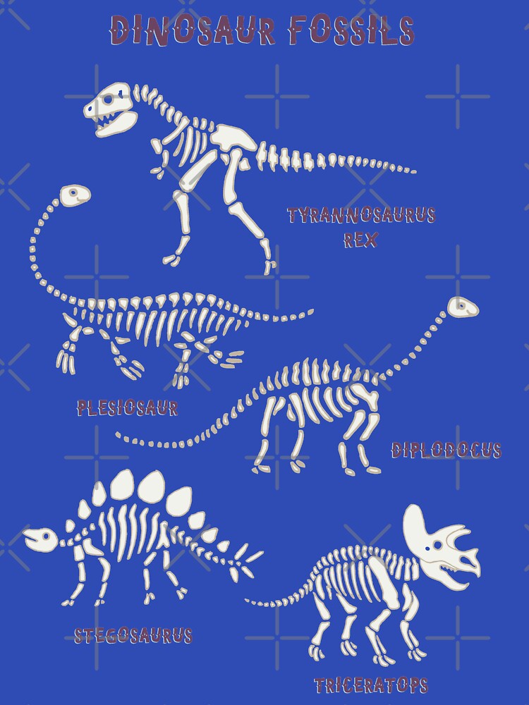 Thumbnail 7 of 7, Classic T-Shirt, Dinosaur Fossils - cream on brown - Fun graphic pattern by Cecca Designs designed and sold by Cecca-Designs.