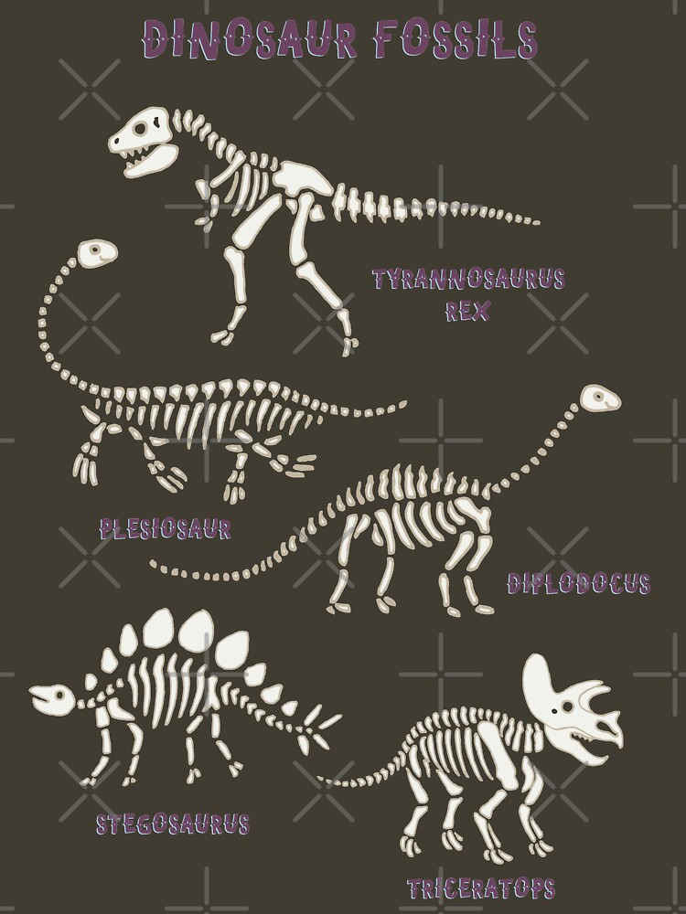 Dinosaur Fossils - cream on brown - Fun graphic pattern by Cecca Designs by Cecca-Designs