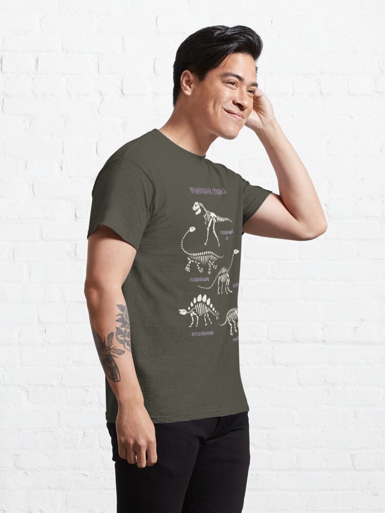 Alternate view of Dinosaur Fossils - cream on brown - Fun graphic pattern by Cecca Designs Classic T-Shirt