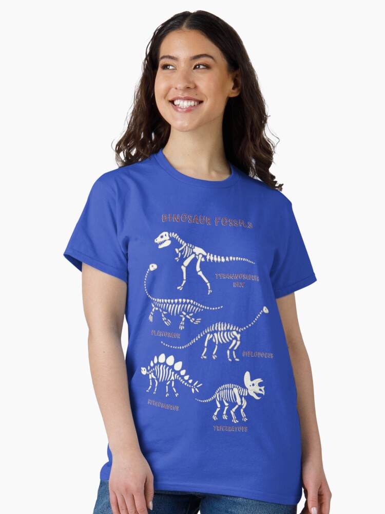 Thumbnail 1 of 7, Classic T-Shirt, Dinosaur Fossils - cream on brown - Fun graphic pattern by Cecca Designs designed and sold by Cecca-Designs.