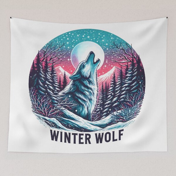Item preview, wolf, winter, full moon, winter wolf designed and sold by TrueArtVibes.