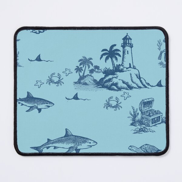 Item preview, Shark Island Ocean Toile with Treasure and Turtles designed and sold by Loomandlorebyh.