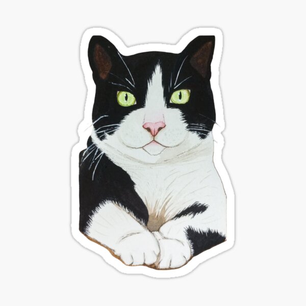 Aperçu de l'œuvre Joli chat noir et blanc peint à l'aquarelle. créée et vendue par Greitas.