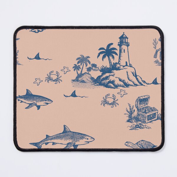 Item preview, Shark Island Ocean Toile with Treasure and Turtles designed and sold by Loomandlorebyh.