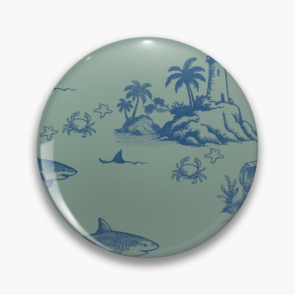 Item preview, Shark Island Ocean Toile with Treasure and Turtles designed and sold by Loomandlorebyh.