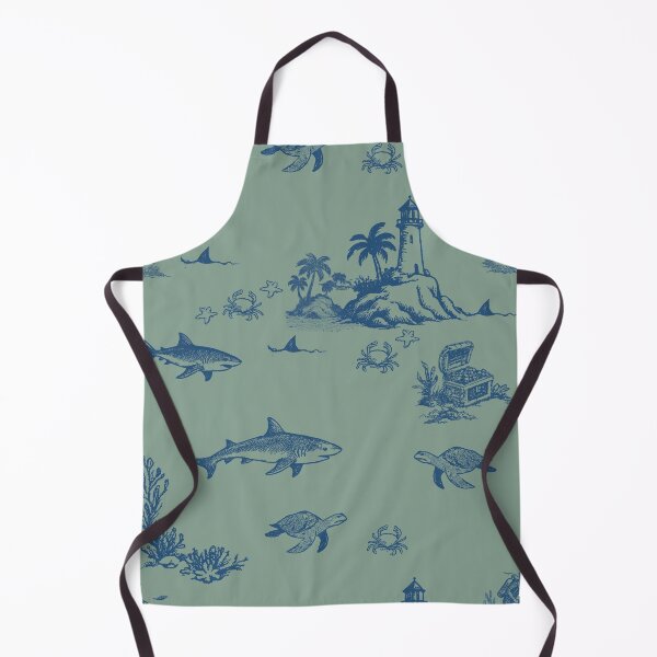 Item preview, Shark Island Ocean Toile with Treasure and Turtles designed and sold by Loomandlorebyh.