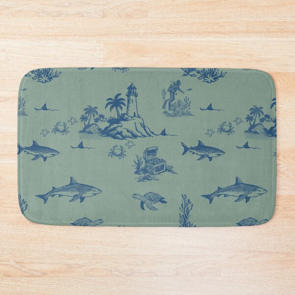 Item preview, Shark Island Ocean Toile with Treasure and Turtles designed and sold by Loomandlorebyh.