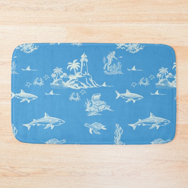 Item preview, Shark Island Ocean Toile with Treasure and Turtles designed and sold by Loomandlorebyh.