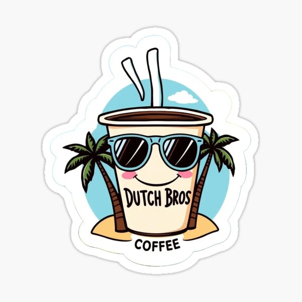 Item preview, Dutch Bros Coffee Sticker – 90s Tropical Vibes Cup with Shades designed and sold by Gscode.