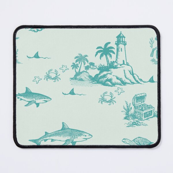 Item preview, Shark Island Ocean Toile with Treasure and Turtles designed and sold by Loomandlorebyh.