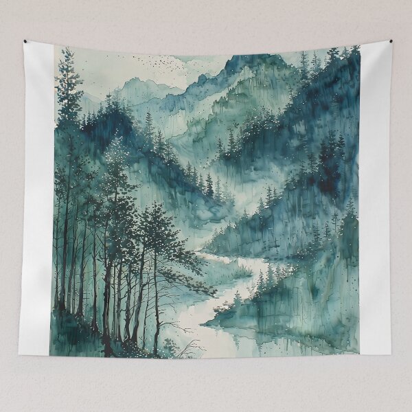 Item preview, River watercolor painting designed and sold by artsake4.