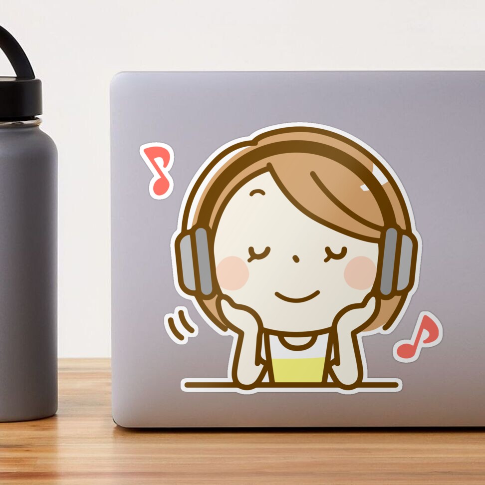 Cute Cartoon Headphone Girl Star Stickers Paper Stickers - Temu