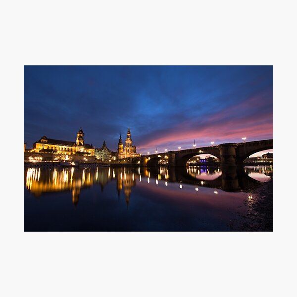 Item preview, Dresden Skyline at Night – Magical Evening Atmosphere on the Elbe designed and sold by grabyourcam.