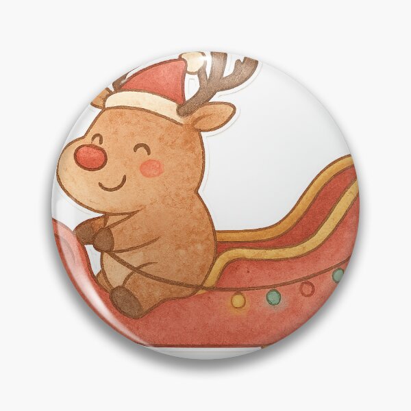 Item preview, Cute Watercolor Reindeer Parade – Christmas Sleigh with Lights designed and sold by HAFIZ-DP.