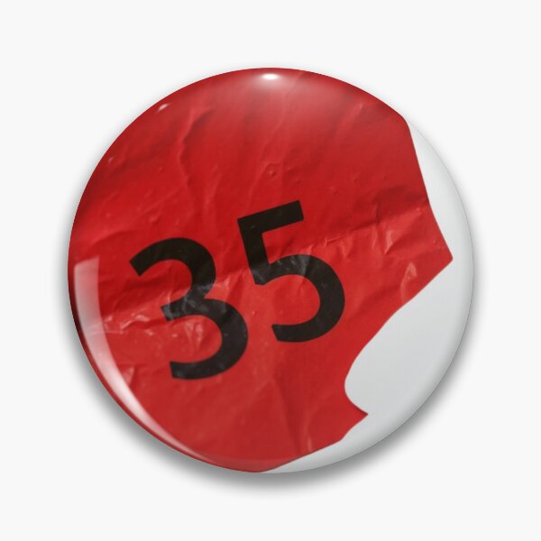 Item preview, Crumpled Red Material with Bold Black Number 35 on Black Background designed and sold by Creative88Art.