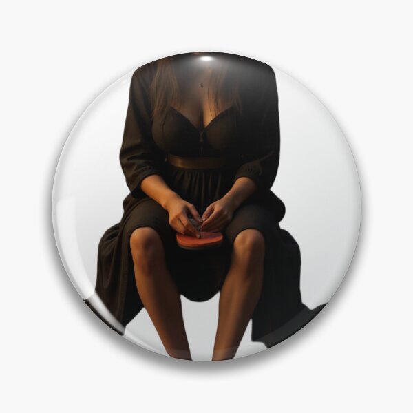 Item preview, Woman in Black Outfit Holding Red Sandal Against Black Background designed and sold by Creative88Art.