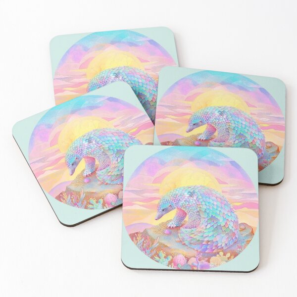 Item preview, Pangolin in Soft Pastels – Circular Retro Wildlife Art designed and sold by Dream Circuit .