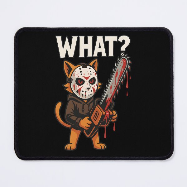 Item preview, Creepy Cat with Chainsaw in Jason Mask – Horror Cat Art – Funny Killer Cat Design designed and sold by WAUZ.