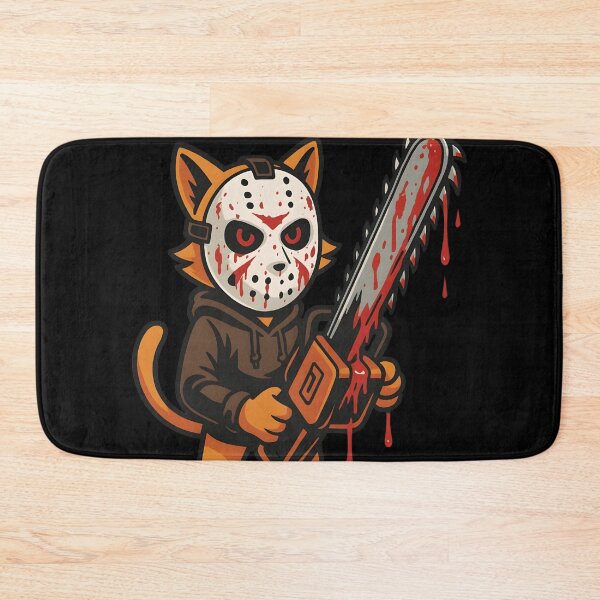 Item preview, Creepy Cat with Chainsaw in Jason Mask – Horror Cat Art – Funny Killer Cat Design designed and sold by WAUZ.