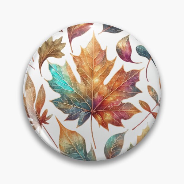 Item preview, Intricate Autumn Leaves in Gold, Orange, Red, and Teal on Black designed and sold by Creative88Art.