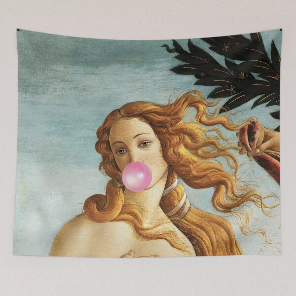 Item preview, Birth of Venus blowing Pink Bubble gum humorous funny meme print by Sandro Botticelli designed and sold by Jéanpaul  Ferro.