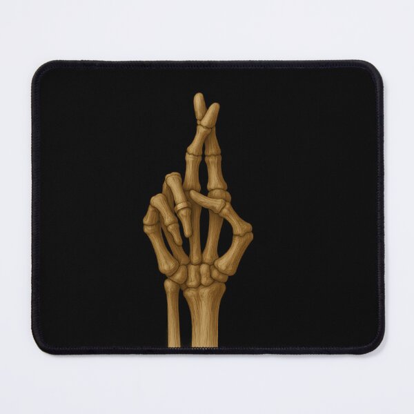 Item preview, Skeleton Fingers Crossed – Lucky Bone Hand with Gold Ring Art designed and sold by Shoot-The-Moon.