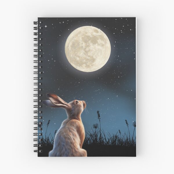 Item preview, Moon gazing hare celestial illustration designed and sold by PrettyGroovyDesignz.