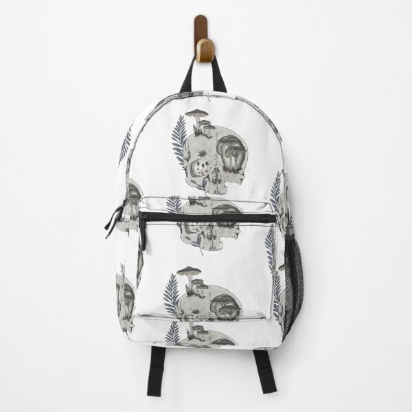 Item preview, Human skull, mushrooms and fern designed and sold by Elifndz.