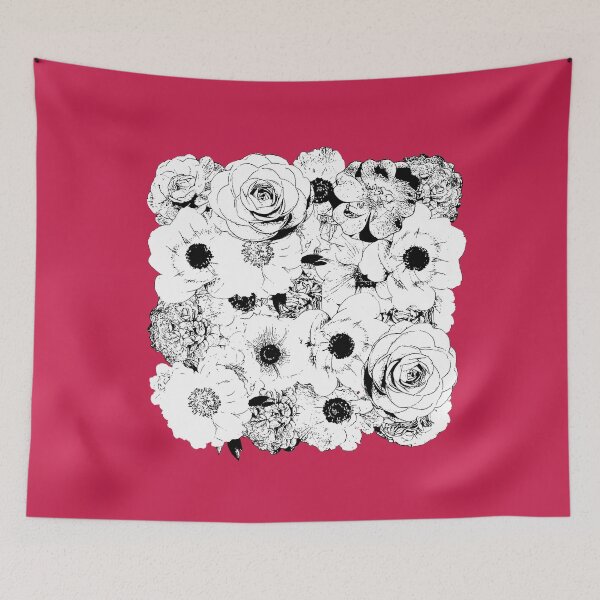 Item preview, Chic Minimalist Black & White Floral Line Art on Soft Pink Background designed and sold by EsvitaDesign.