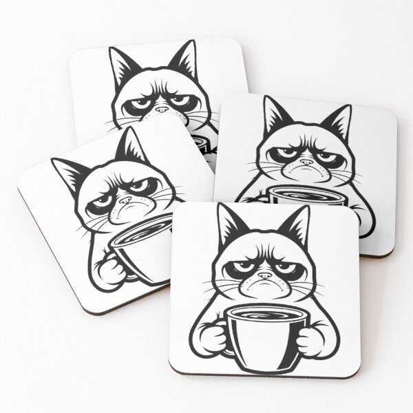 Item preview, Grumpy cat obsessed with coffee designed and sold by likbatonboot.