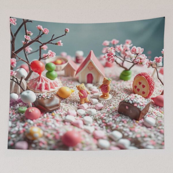 Item preview, Sweet Dreamscape – Candy, Bears & Blossoms combined in a magical artwork by KI artist FotoworldEdel designed and sold by FotoworldEdel.