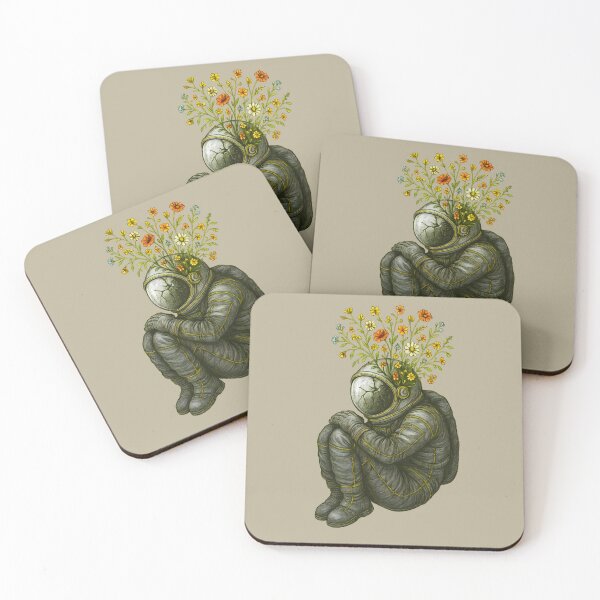 Item preview, Floral Astronaut Surreal Art – Cracked Helmet with Blooming Flowers Illustration designed and sold by Shoot-The-Moon.