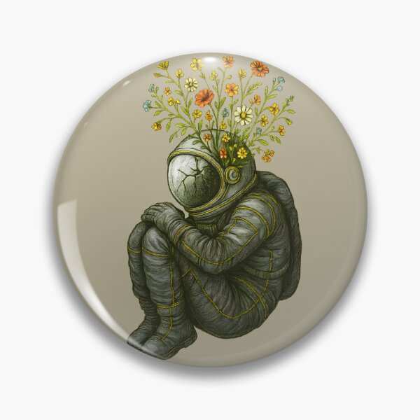 Item preview, Floral Astronaut Surreal Art – Cracked Helmet with Blooming Flowers Illustration designed and sold by Shoot-The-Moon.