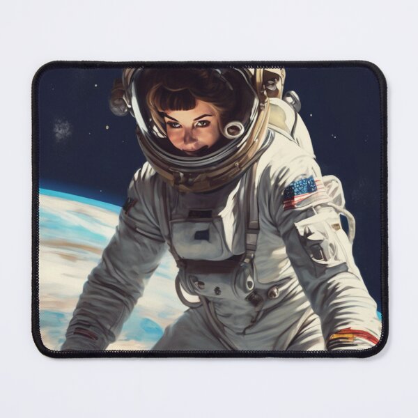 Item preview, Female Astronaut Mid-century Norman Rockwell Inspired \ ON TOP OF THE WORLD designed and sold by NickWhittleArt.