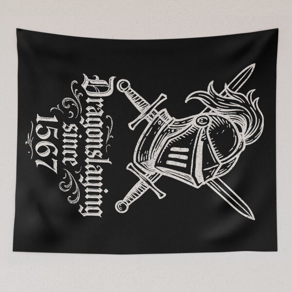 Item preview, Dragonslaying Since 1567 – Knight Helm & Swords #white designed and sold by SteadyRolling.