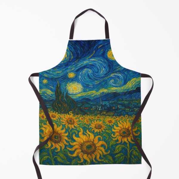 Item preview, Swirling Night Sky Over Vibrant Sunflower Field designed and sold by DR0-design.
