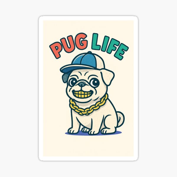 Vista previa del artículo con la obra «Vida Pug», diseñado y vendido por The Dog Doodle Co..