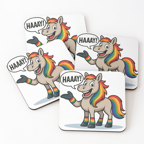 Item preview, Rainbow Horse Shouting HAAAY! – Fun LGBTQ Pride Cartoon Design designed and sold by NoveltyandFun.