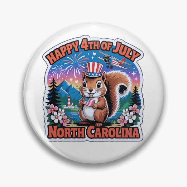 Item preview, North Carolina 4th of July Chibi Squirrel Sticker | Blue Ridge Mountains, Dogwood Flowers, and Wright Flyer designed and sold by Nuist25.