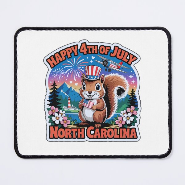Item preview, North Carolina 4th of July Chibi Squirrel Sticker | Blue Ridge Mountains, Dogwood Flowers, and Wright Flyer designed and sold by Nuist25.