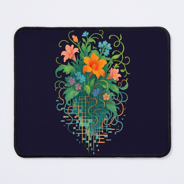 Item preview, Digital Bloom Fusion – Abstract Floral Circuit Art with Neon Vibes designed and sold by Shoot-The-Moon.