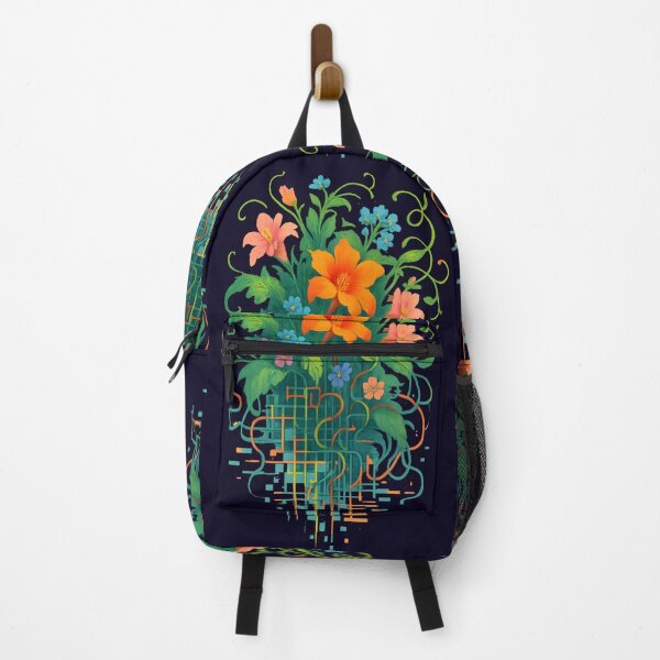 Item preview, Digital Bloom Fusion – Abstract Floral Circuit Art with Neon Vibes designed and sold by Shoot-The-Moon.