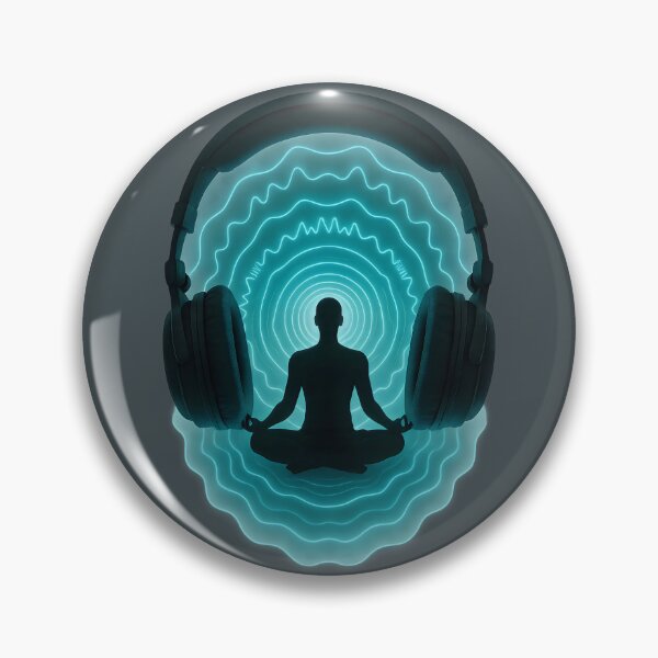 Item preview, Sonic Meditation – Neon Soundwave Headphones with Zen Silhouette Art designed and sold by Shoot-The-Moon.