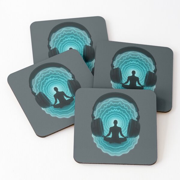 Item preview, Sonic Meditation – Neon Soundwave Headphones with Zen Silhouette Art designed and sold by Shoot-The-Moon.
